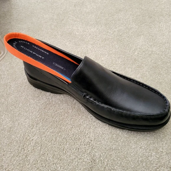 Rockport Loafers Size 11.5 M Rockport Palmer Black Leather Slip-On Dress Shoes - Picture 7 of 16